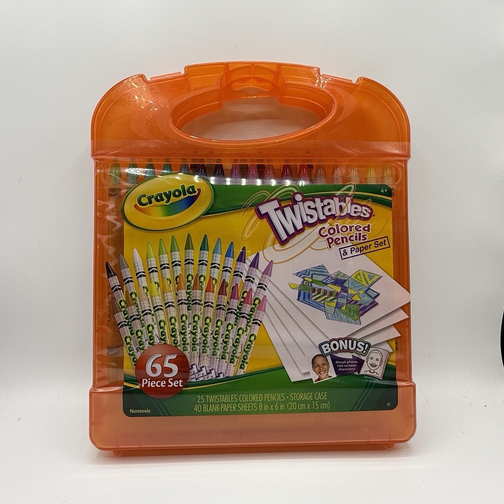 Crayola Twistables Colored Pencils & Paper Set 65pc Carry Case New
